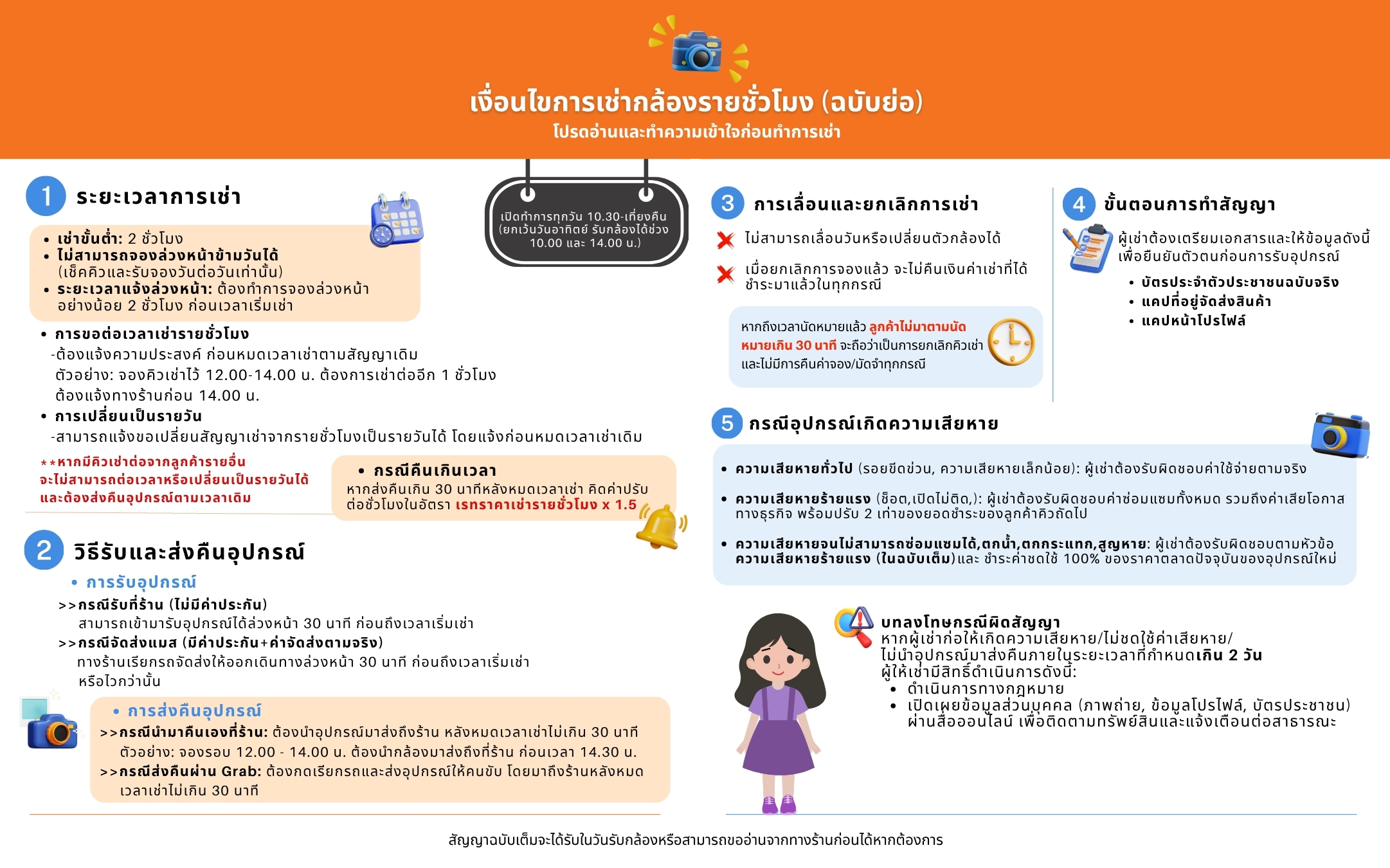 เงื่อนไขการเช่ารายชั่วโมง
